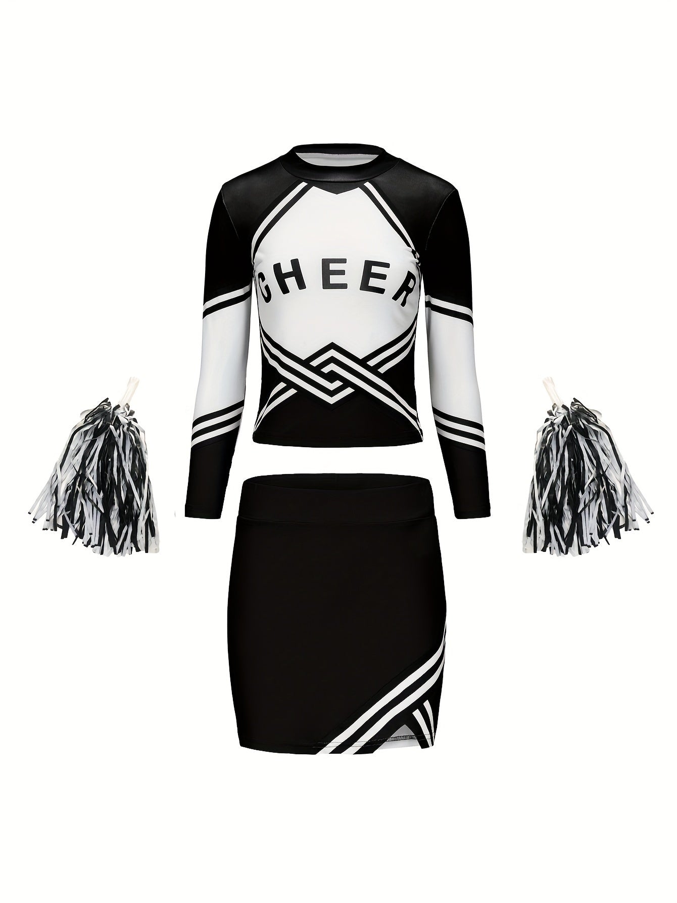 Kids Cheerleading Suit Long Sleeve Party Short Skirt
