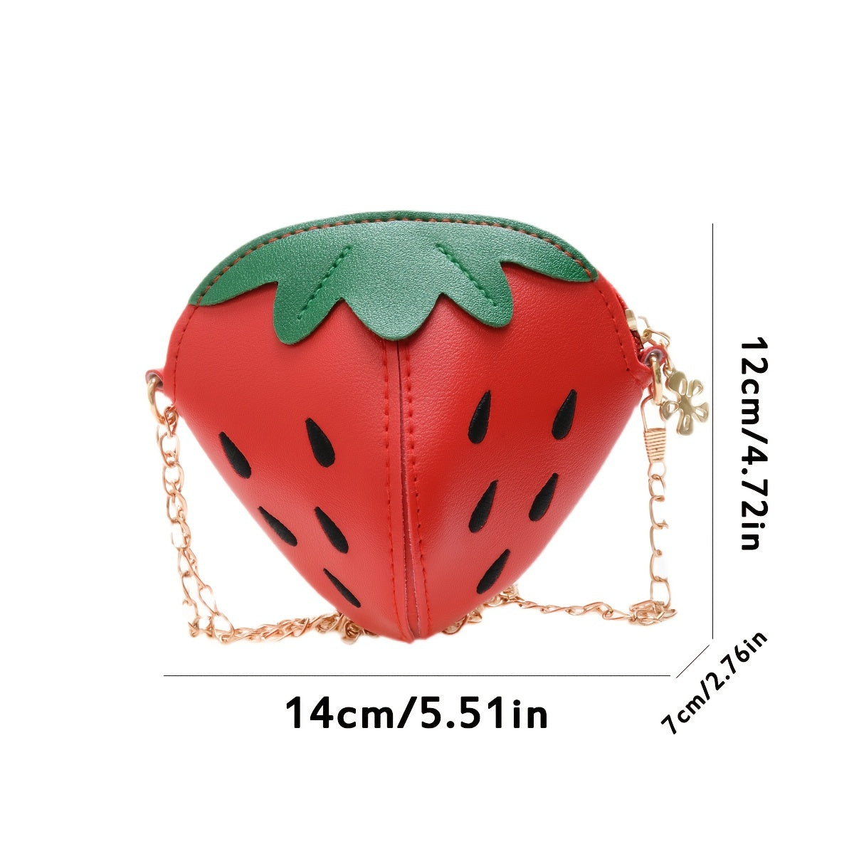Strawberry Zipper Shoulder Bag Messenger Coin Purse Wallet With Chain Crossbody