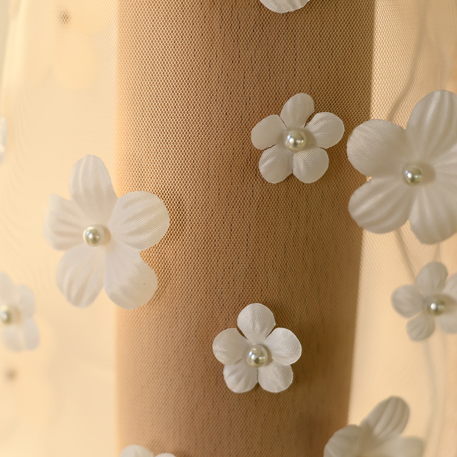 Sheer Bridal Gloves with Floral Embellishments Long Sleeve