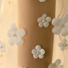 Sheer Bridal Gloves with Floral Embellishments Long Sleeve