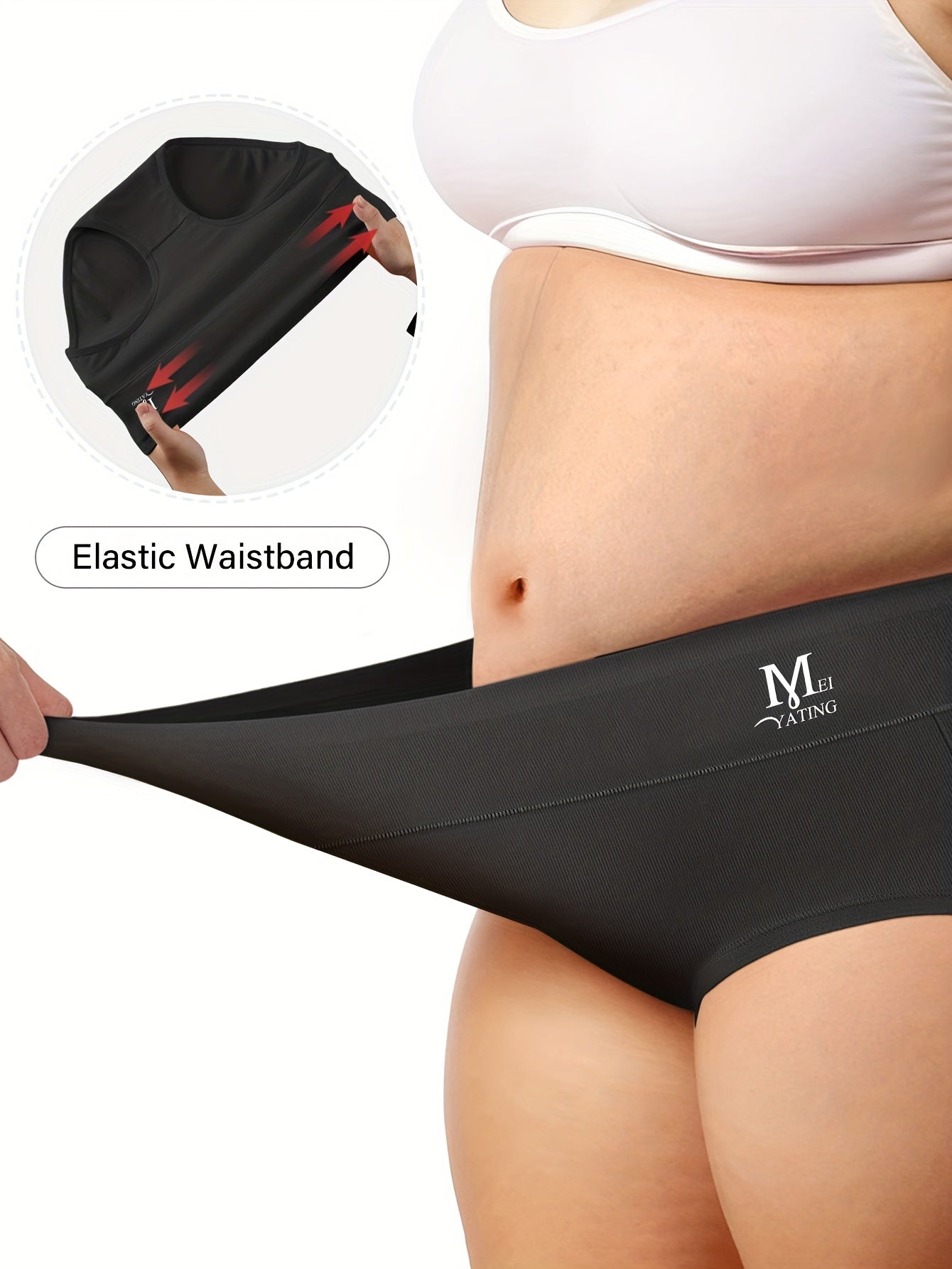 4 Pack Plus Size Casual Underwear Set Women's Plus Letter Print