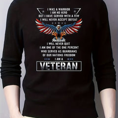 VETERAN & Eagle Pattern Sweater Men's Casual Warm Pullover For Fall Winter