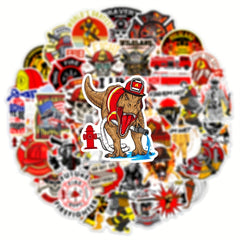 50pcs Firefighter Doodle Stickers Waterproof Decorative DIY Creative Toys