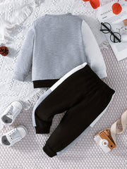 Baby Boy's Long Sleeve Sweatshirt & Trousers Set For Spring And Autumn