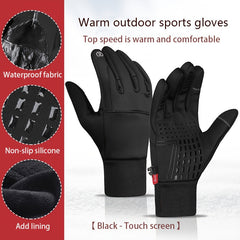 Men's Winter Cycling Gloves Windproof Waterproof Fleece Warm Touch Screen