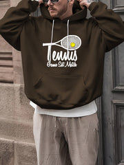 Men's Tennis Print Hoodie Comfy Loose Pullover