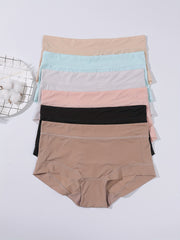 6pcs Seamless Briefs Mid Rise Stretchy Intimates Panties Women's Lingerie