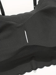 Scallop Trim Wireless Push Up Bra