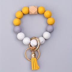 Silicone Bracelet Keychain with Tassel Ornament