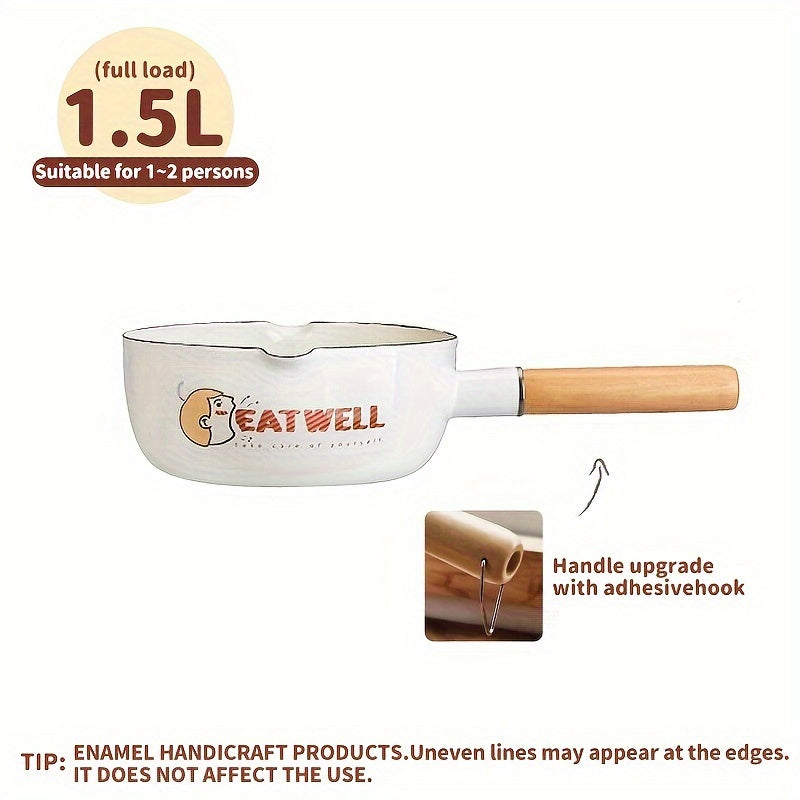 Enamel Non Stick Soup Pot With Lid Flat Bottom Milk Pan