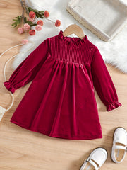 Baby Girls Ruffle Velvet Flared A Line Dress