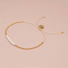 Golden Freshwater Pearl Beaded Bracelet for Girls Kids