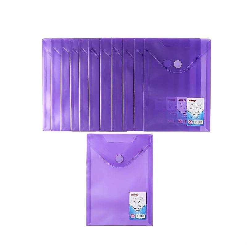 12pcs A5 File Bag Office File Bag Plastic Data Bag A5 Bill Storage Bag