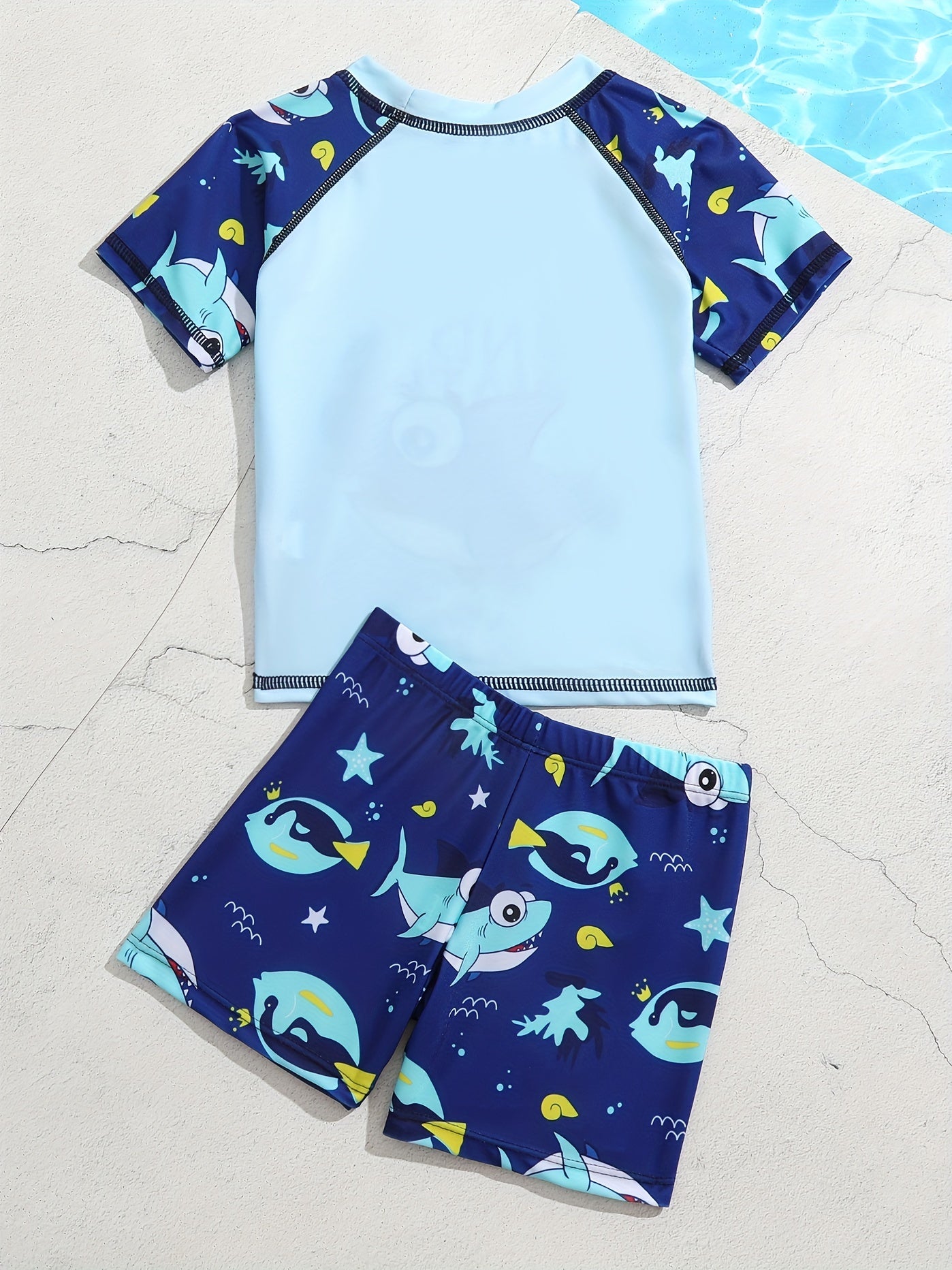 Boys' Shark Swimming Trunks & Tops Set for Beach Vacation