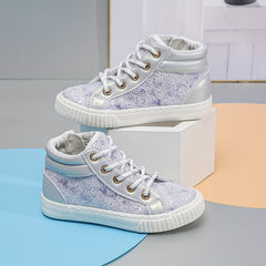 Sequin Middle Top Sneakers with Zipper for Girls