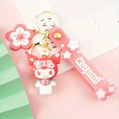 Pink Sakura Keychain Ornaments Cartoon Pendant Car Key Ring