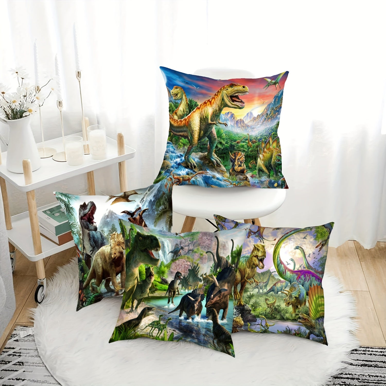 4PCS Dinosaur Pattern Pillow Covers for Home Decoration