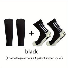 Men's Breathable Fitness Shin Guards & Anti Slip Socks 3 Pair Set