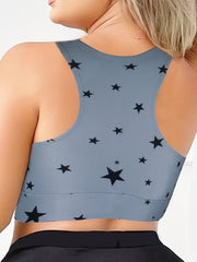 Sports Bra Women's Plus Star Print Racer Back Breathable