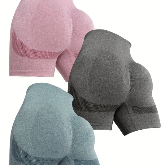 3pcs High Waist Seamless Sports Biker Shorts for Women