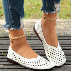 Women's Hollow Out Flat Shoes Slip On Casual Breathable Walking Flats