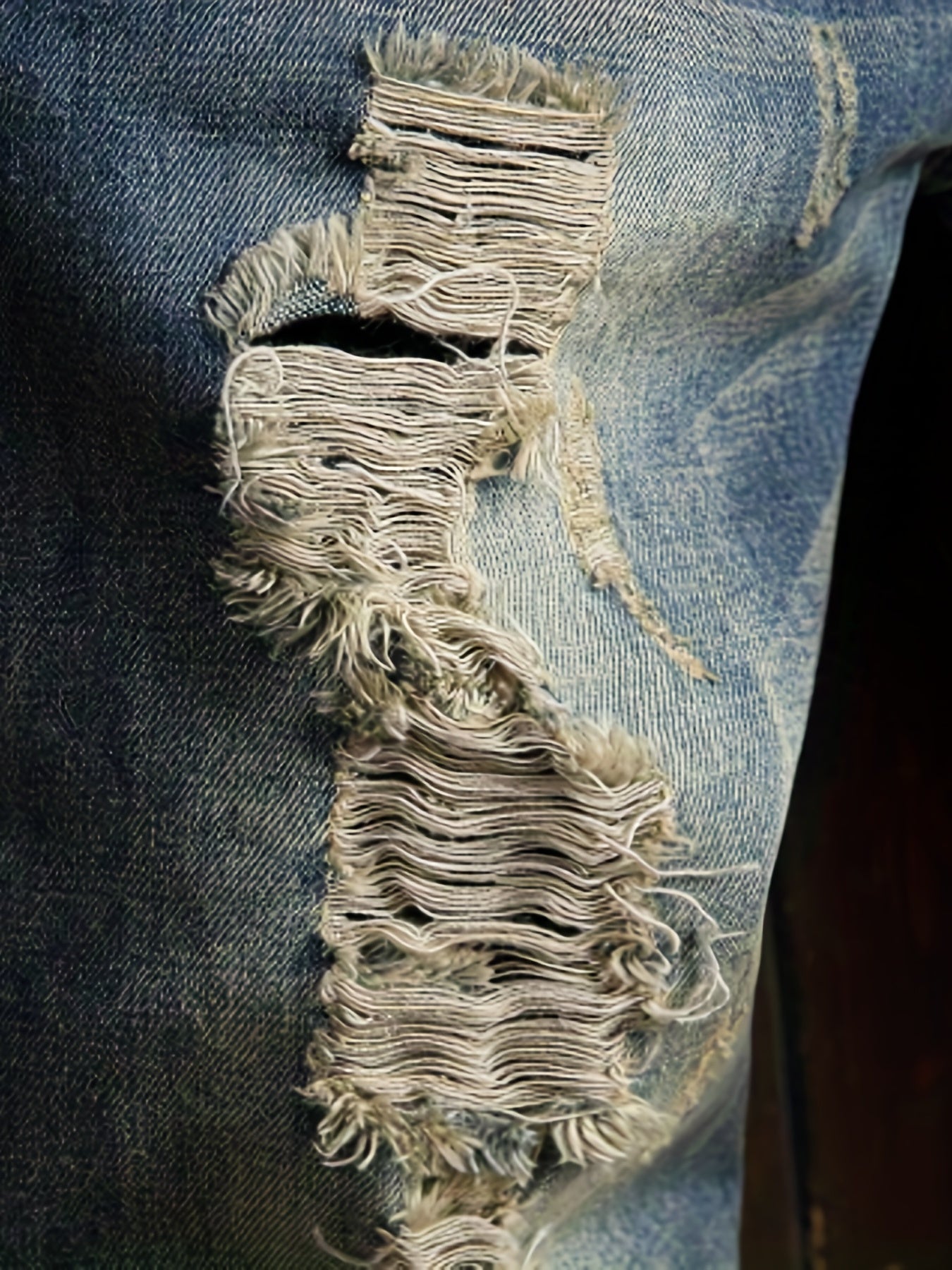 Men's Slim Fit Ripped Jeans Casual Street Style Vintage Denim Pants