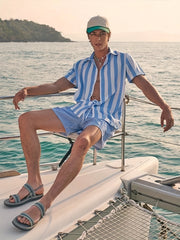 Stripe Print Casual Short Sleeve Shirt for Men
