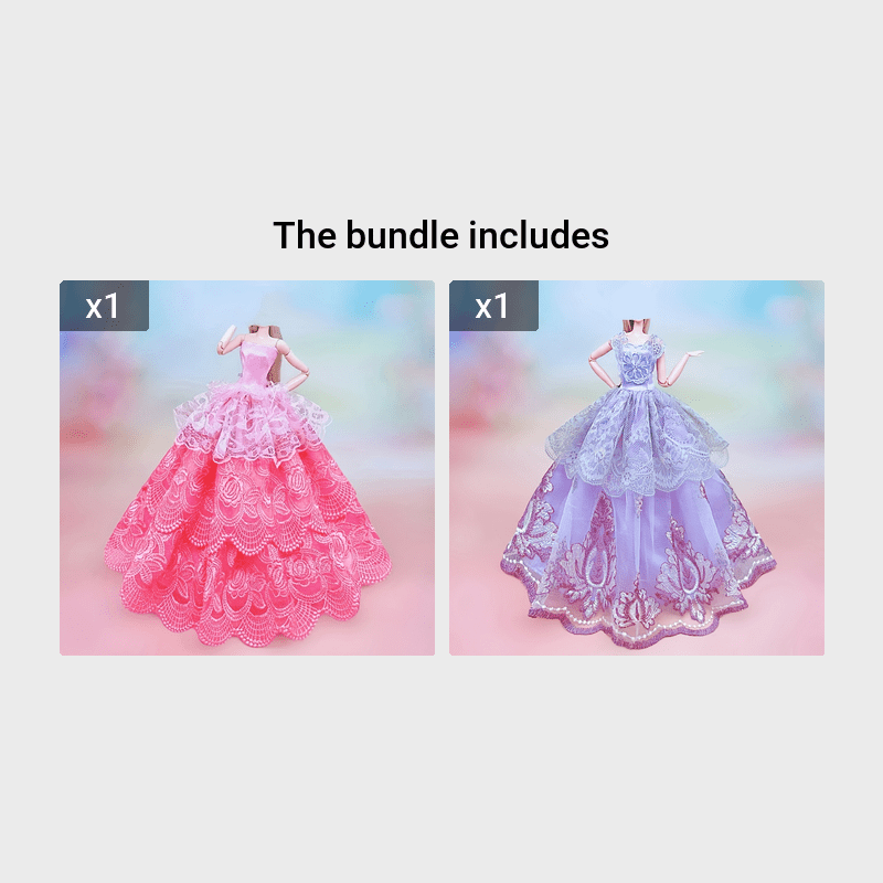 1/6 Scale Doll Clothes Set - Party Dress, Tank Top, Skirt, Coat, Jacket