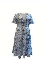 Floral Print Puff Sleeve Maxi Dress