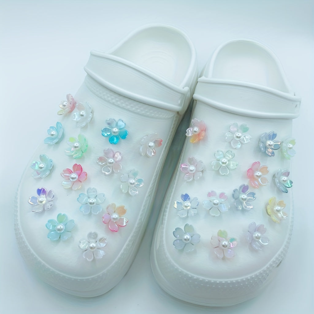 30 Random Gradient Flowers Shoe Charms for Clogs DIY Garden Shoes