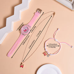 3pcs Butterfly Quartz Watches Set Light Luminous Soft Belt Wristwatches