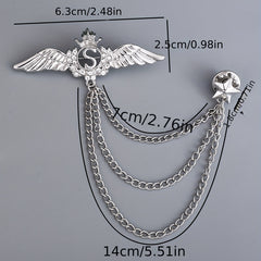 Alloy Artificial Diamond Wings Brooch Chain Style Pin Corsage