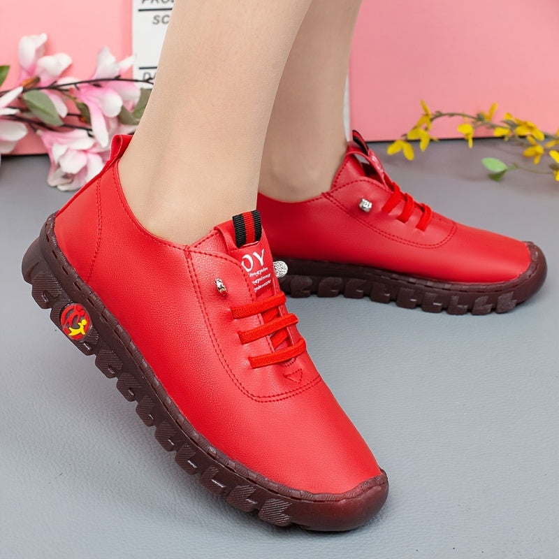 Women's Anti-slip Lace Up Flat Sneakers Comfy Round Toe Shoes