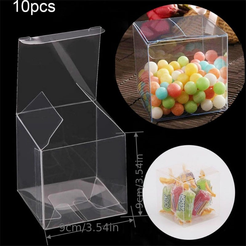 10pcs Transparent Plastic Candy Boxes Gift Bags Wedding Favors