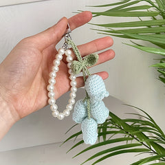 Flower Knitted Keychain Crocheted Wool Pendant