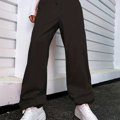 Drawstring Waist Straight Leg Pants for Women