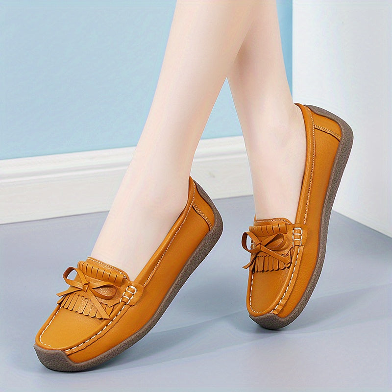 Women's Bowknot Decor Loafers Slip On Lightweight Low Top Loafers
