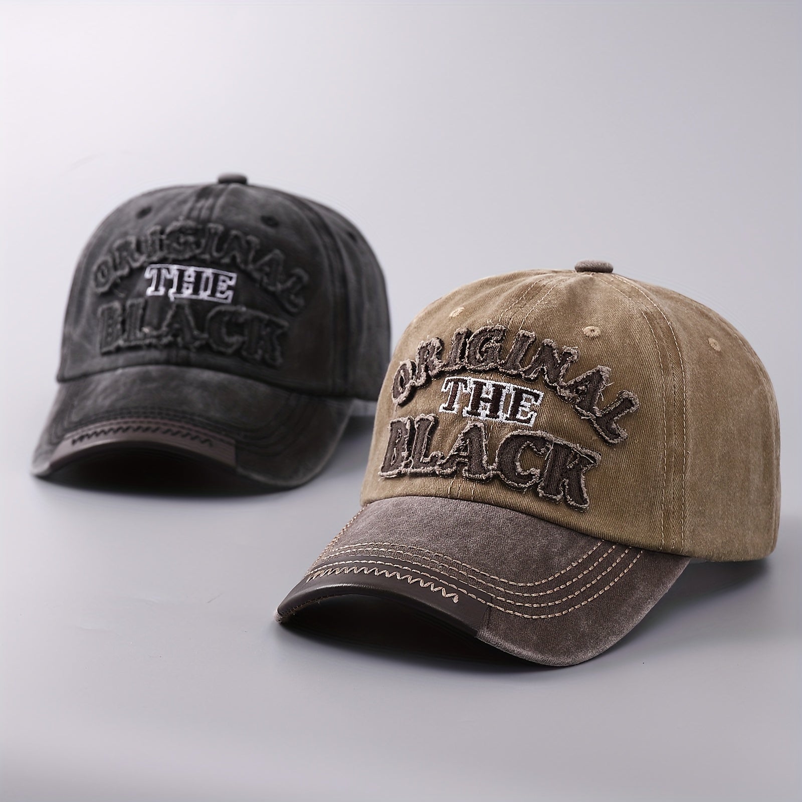 Men's Denim Baseball Cap Leather Brim Embroidered Letter Duck Tongue