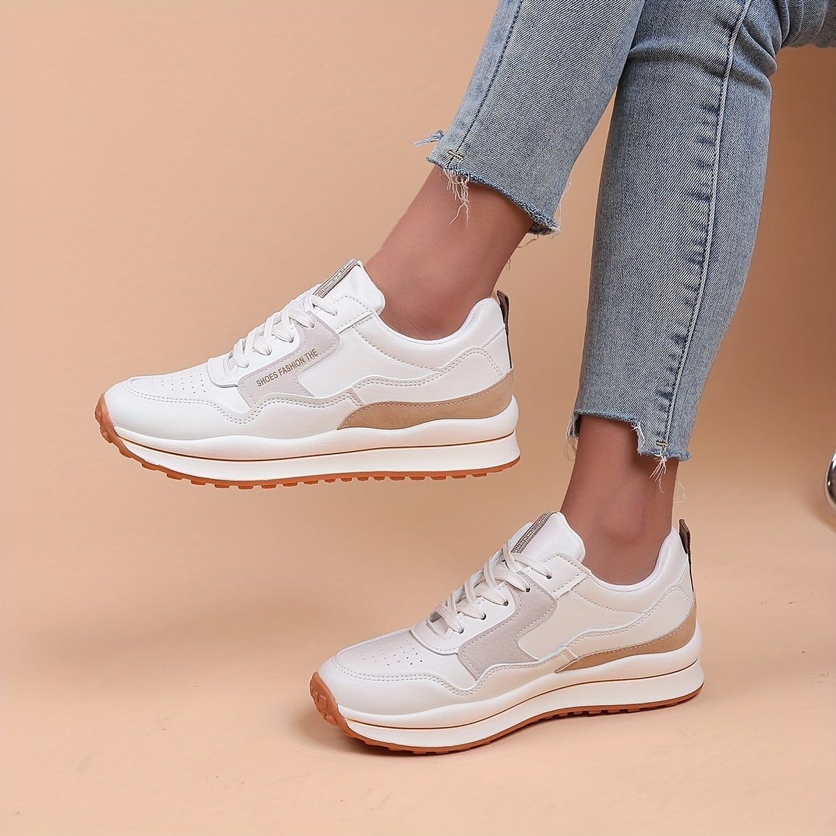 Women's Lightweight Running Shoes Lace Up Thick Bottom Casual Sneakers
