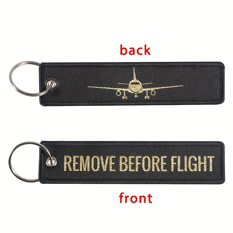 Remove Before Flight Airplane Embroidery Backpack Keychain
