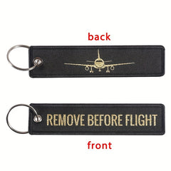 Remove Before Flight Airplane Embroidery Backpack Keychain