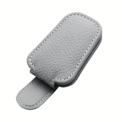 Car Sun Visor Sunglasses Holder Magnetic PU Leather Glasses Clip