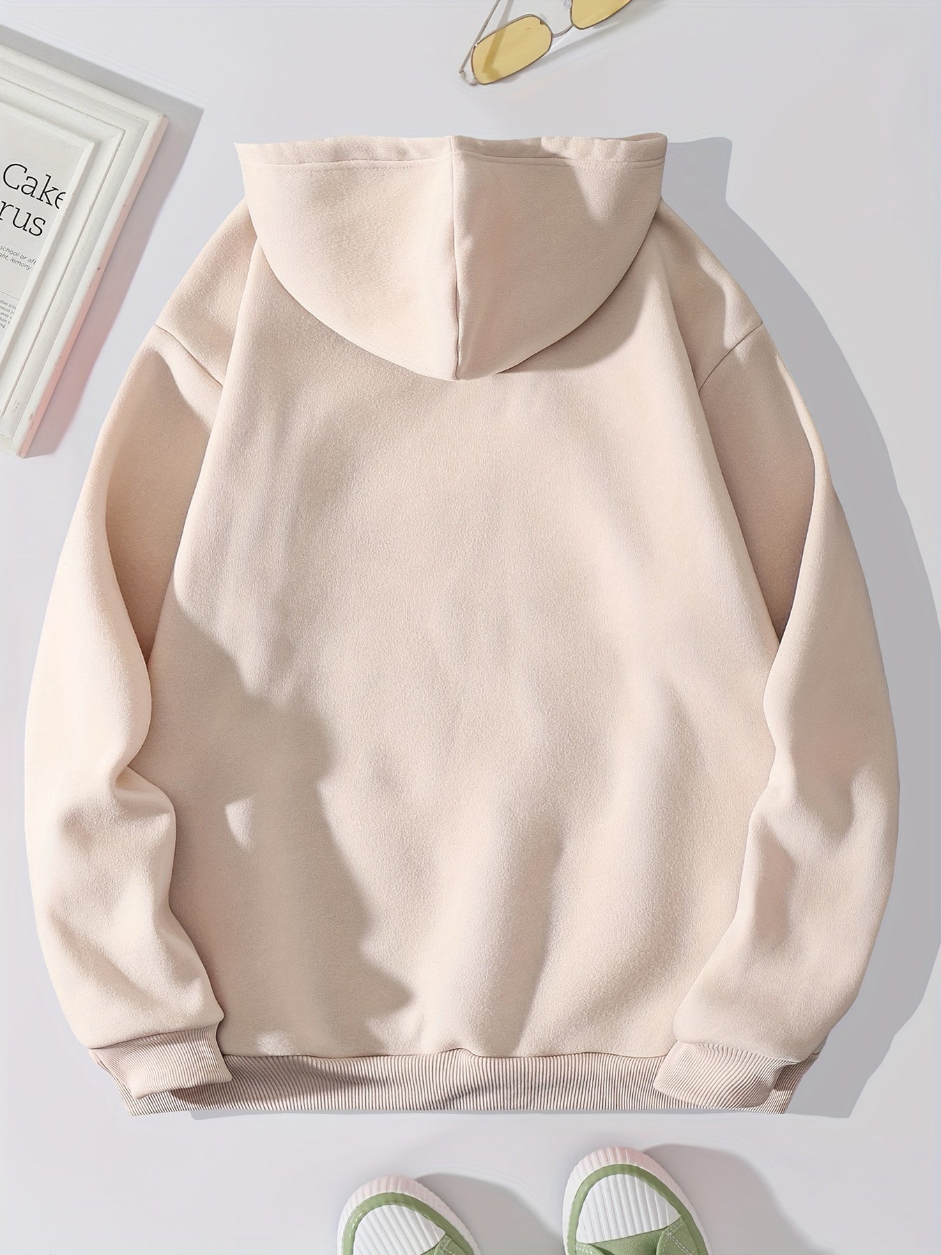 Bear & Letter Print Kangaroo Pocket Hoodie Long Sleeve Drawstring Hoodies