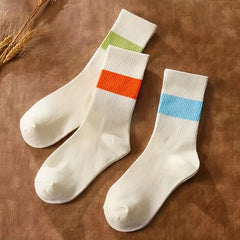 5 Pairs Colorblock Striped Socks Women's Stockings