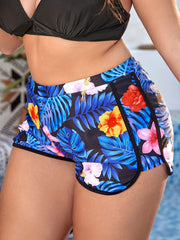 Boho Bikini Bottoms Women's Plus Tropical Print Swimwear Boxers
