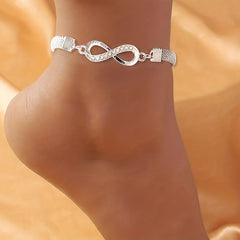 Zircon Inlaid Anklet, Sparkly Foot Jewelry Decor