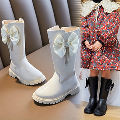 Girls' Bowknot Zipper Boots Non Slip for Indoor Outdoor Spring Autumn