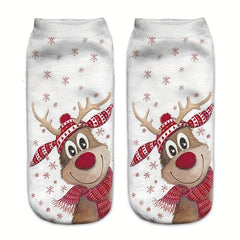 4 Pairs Christmas Print Socks Women's Low Cut Stockings