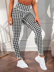 Houndstooth Pattern Yoga Workout Pants for Women