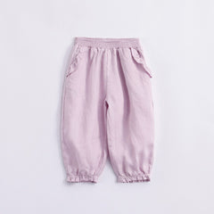 Girls Summer Linen Pants Kids Lace Tunic Casual Pants